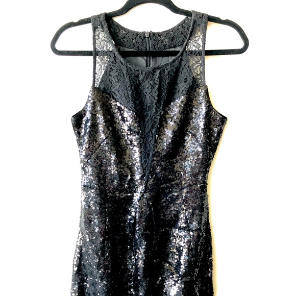 Cocktail sparkle dress with deep lacy V - Picture 1 of 10